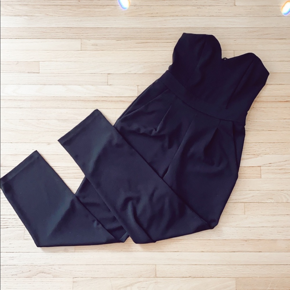 Express black strapless jumpsuit size 0
